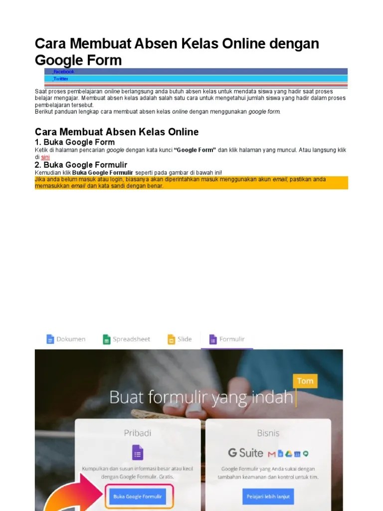 Cara Membuat Absen Kelas Online Dengan Google Form | PDF