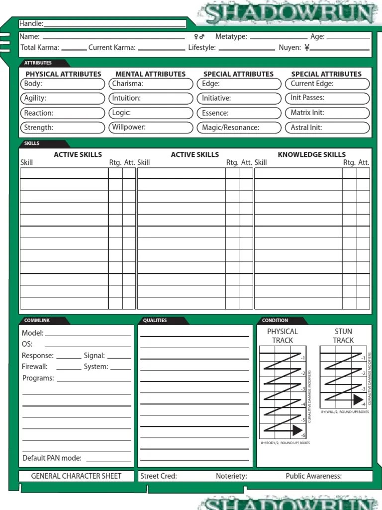 Shadowrun 4 - Character Sheets | PDF | Leisure