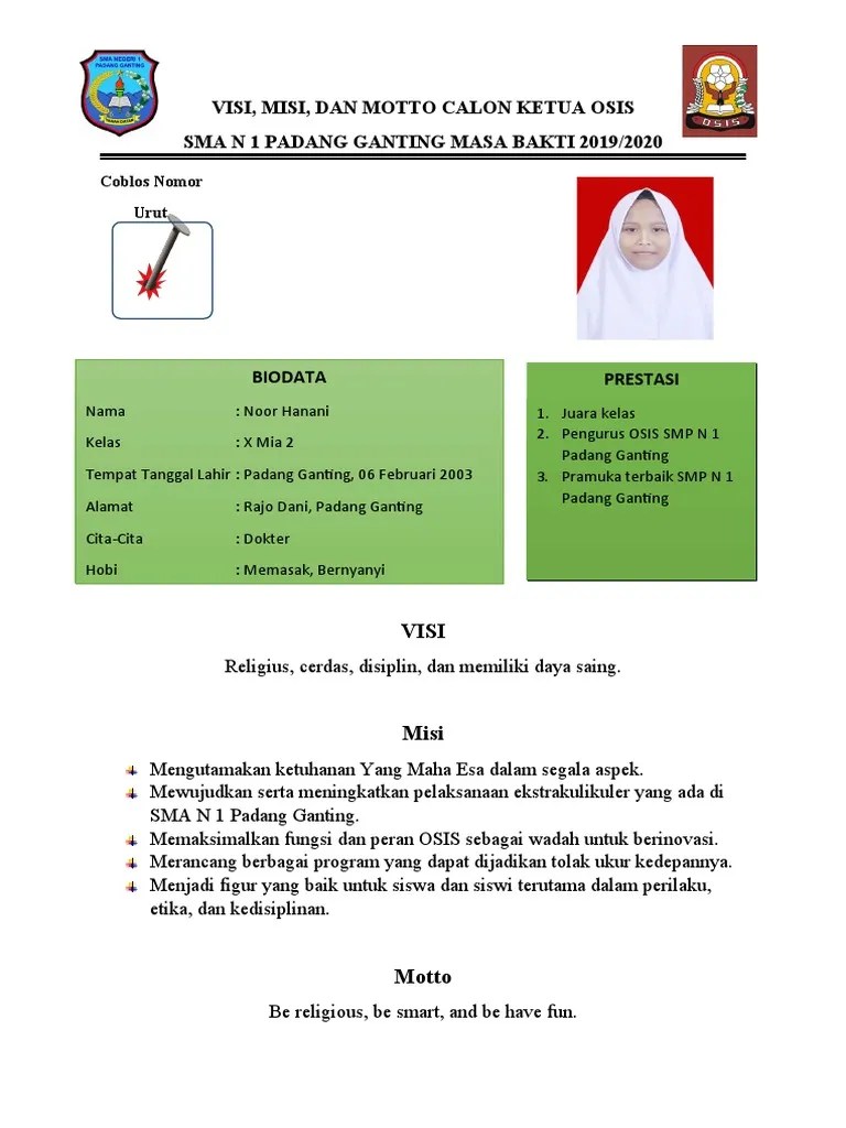 Visi Misi Calon Osis | PDF