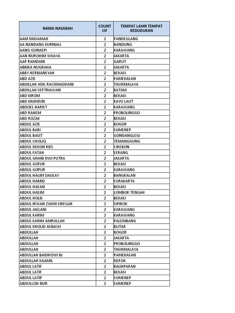 PMPJ - Syariah - Cif Lebih Dari 1 (Rekap Dan Rincian) | PDF
