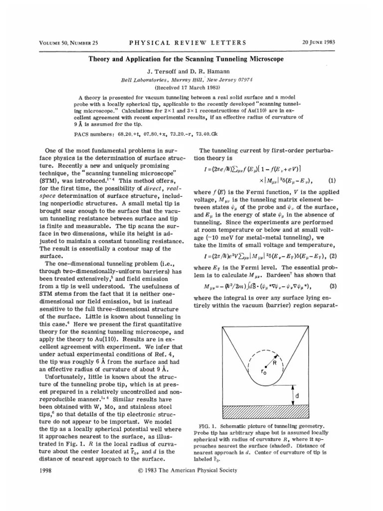 Theory And Application For The Scanning Tunneling Microscope | PDF | Scanning Tunneling ...