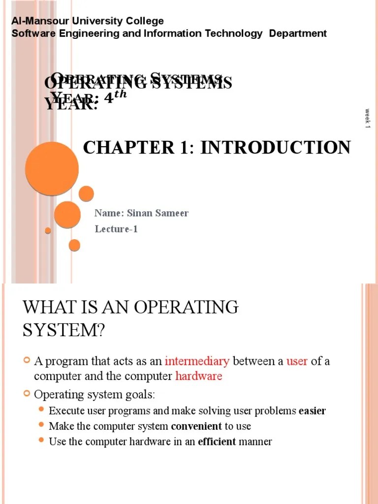 Operating Systems Year:: Chapter 1: Introduction | PDF | Computer Data ...