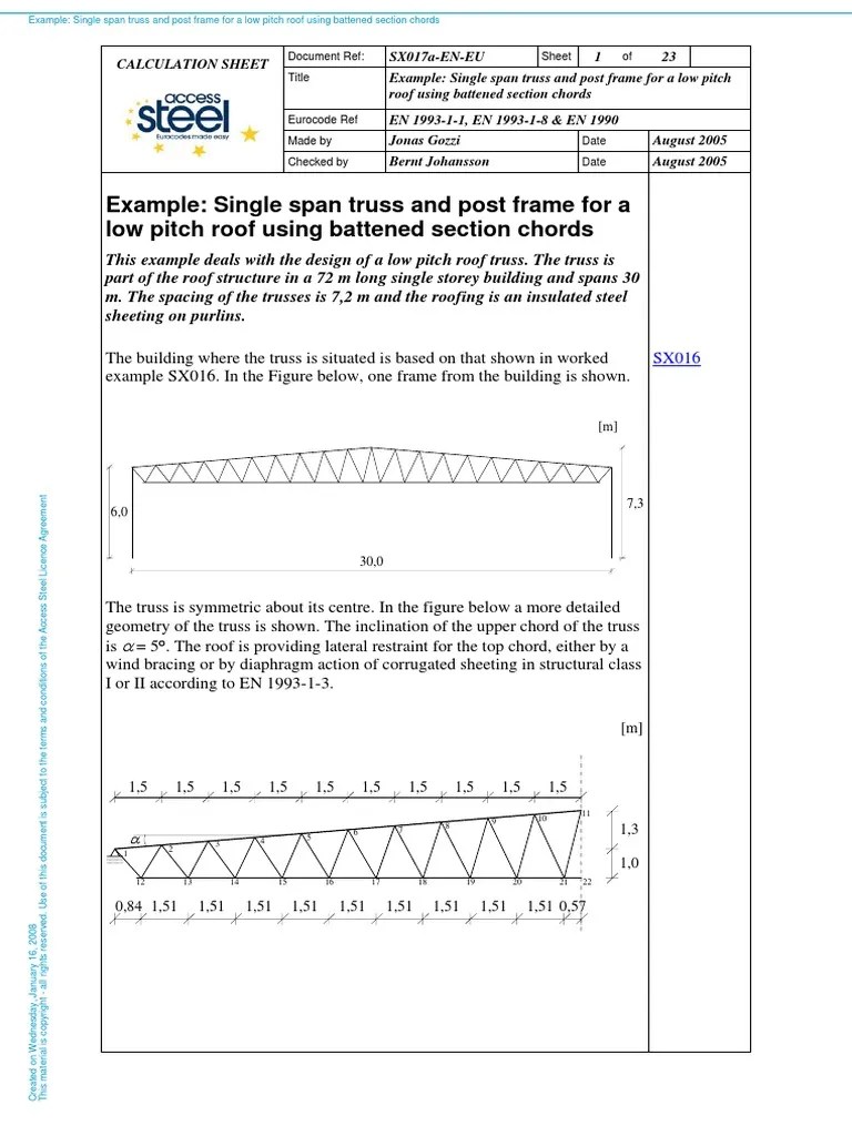 Steel Truss Design Eurocode PDF | PDF | Truss | Building