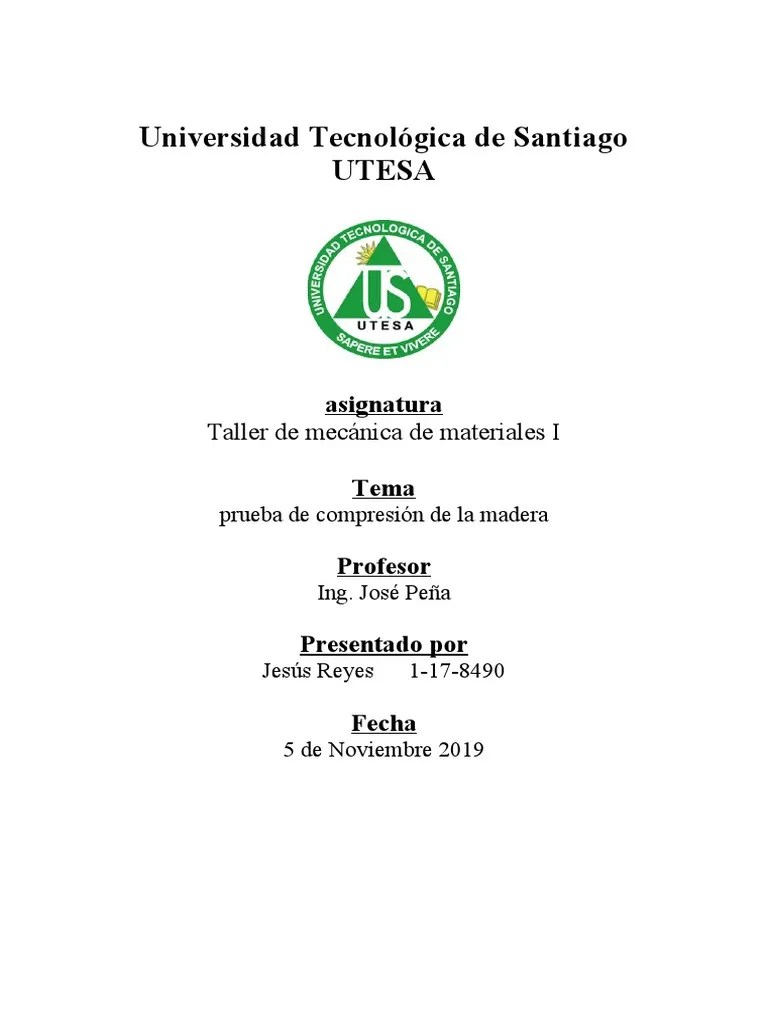 Prueba De Compresion De La Madera | PDF | Madera | Elasticidad (Física)