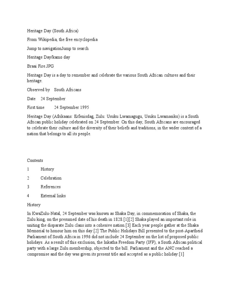 Explain how the day is celebrated in schools, families, work places and. Heritage Day Pdf South Africa Southern Africa