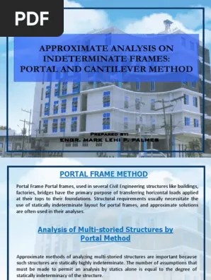 Example Cantilever Method Column Solid Mechanics The improved portal method and the cantilever method are adopted for preliminary analysis of short and tall frames.
