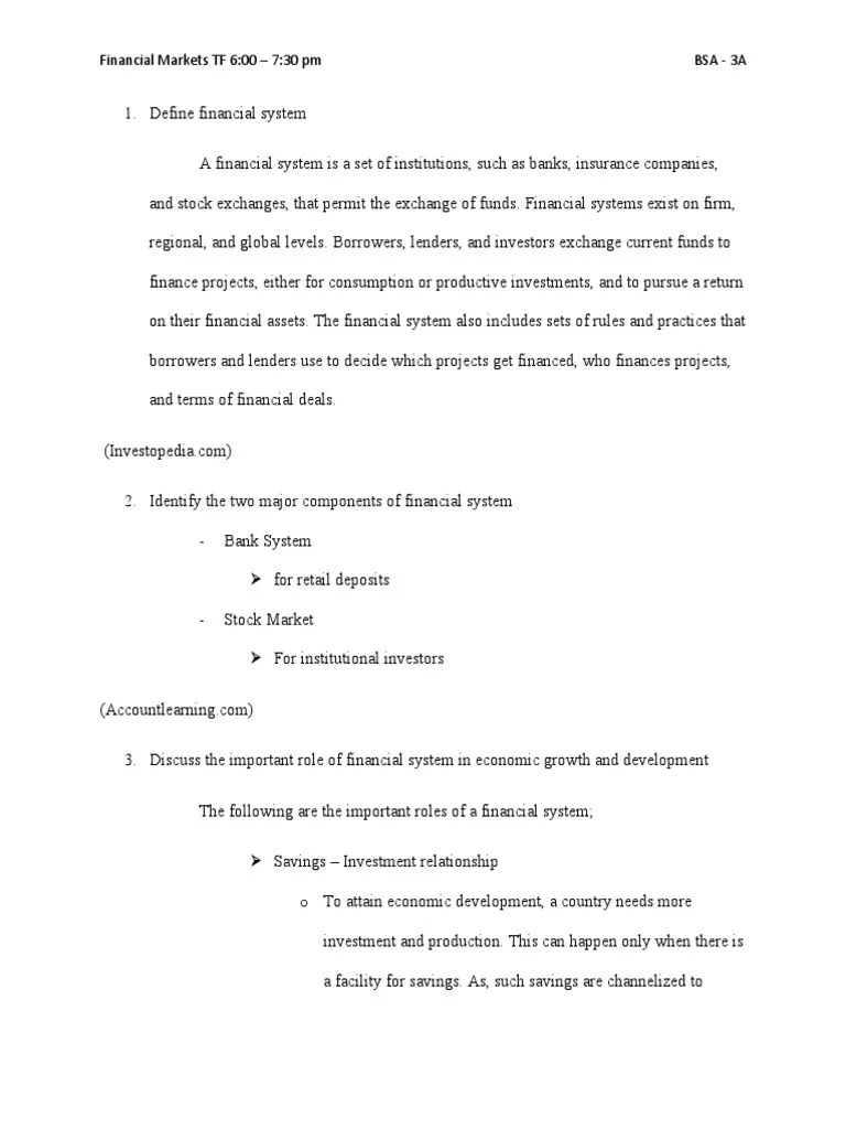 Introduction To Financial Markets | PDF | Saving | Financial Markets
