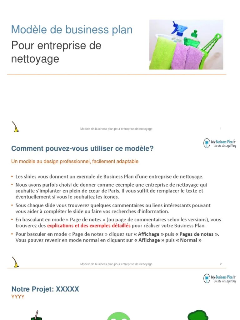 Aperçu Business Plan Entreprise Nettoyage - 0 PDF | PDF | Environnement  naturel | Économie
