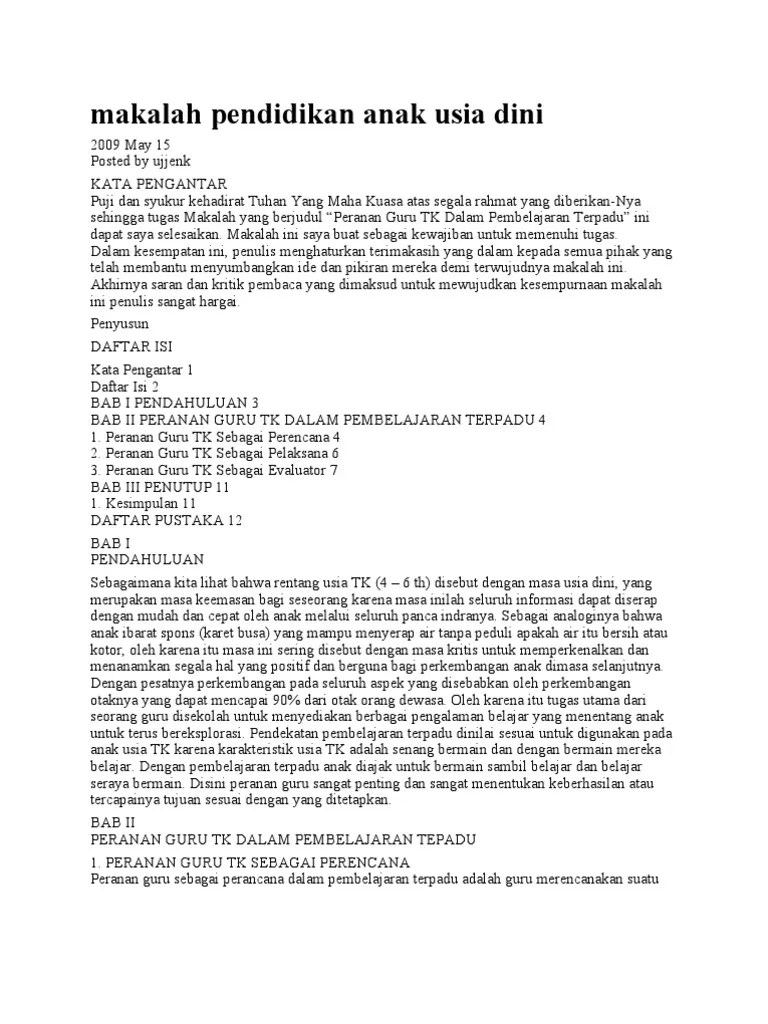 Pendidikan anak usia dini, pendidikan agama islam. Makalah Pendidikan Anak Usia Dini Pdf