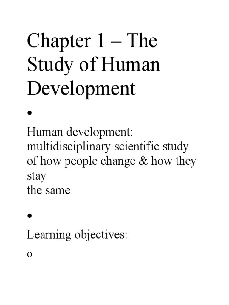 Chapter 1 - The Study Of Human Development | PDF | Developmental ...