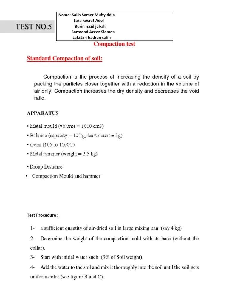 Standard Compaction-Test | PDF | Soil | Chemistry