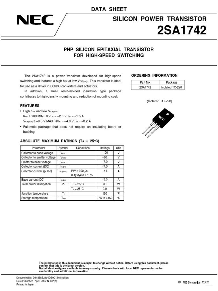 Silicon Power Transistor: Data Sheet | PDF | Bipolar Junction Transistor | Transistor