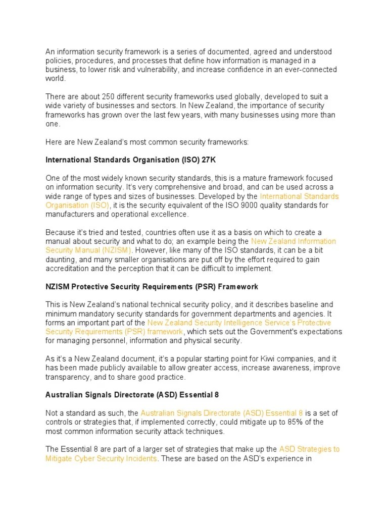 An Information Security Framework Is A Series Of Documented | PDF ...