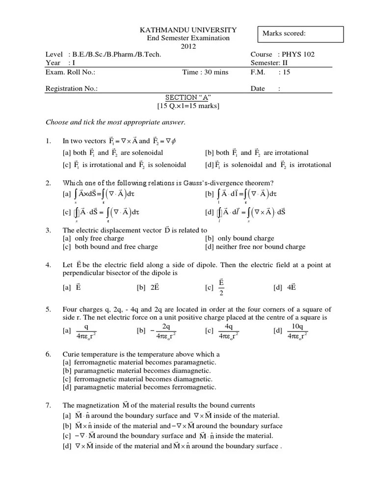PHYS - 102-Aug. 12, 2012 PDF | PDF | Magnetization | Physics