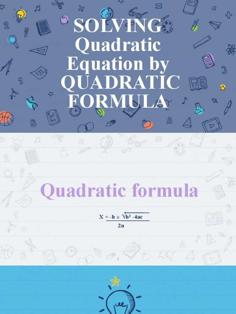 LESSON 4 Solving Quadratic Equation By Quadratic Formula | PDF
