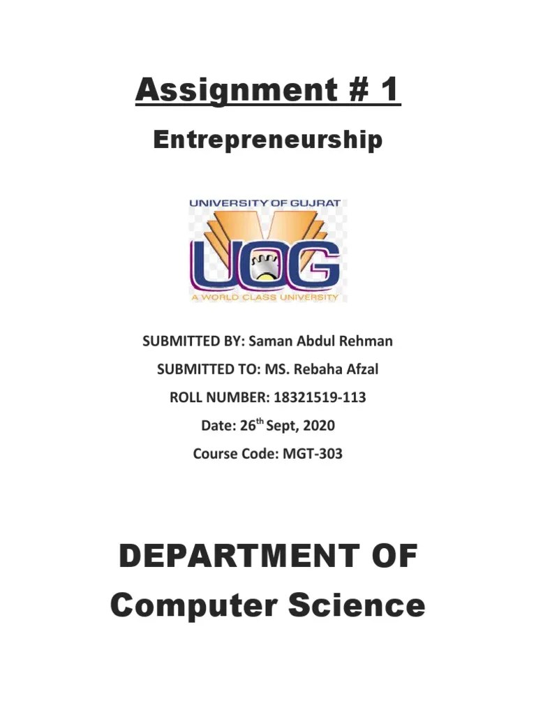 Assignment # 1: Entrepreneurship | PDF | Entrepreneurship | Innovation