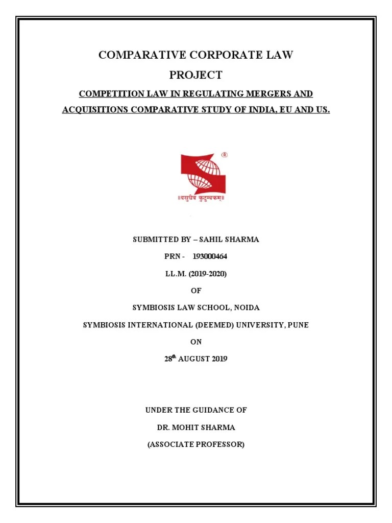 Competition Law In Regulating Mergers And Acquisitions Comparative ...