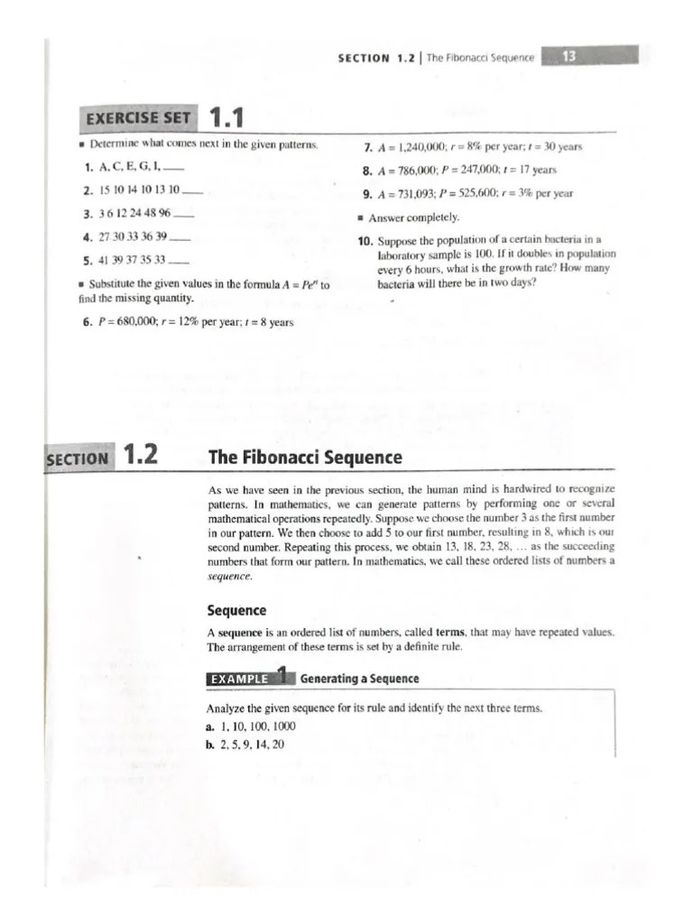 SECTION 1.2 The Fibonacci Sequence PDF | PDF