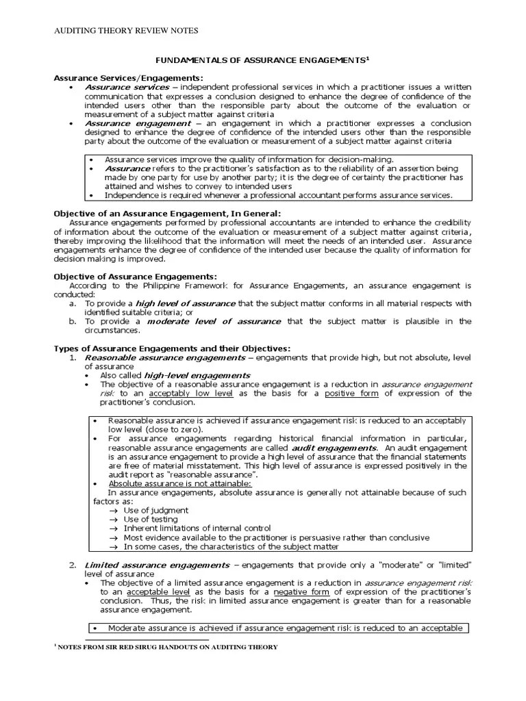 Auditing Theory Review Notes PDF | PDF | Financial Audit | Audit