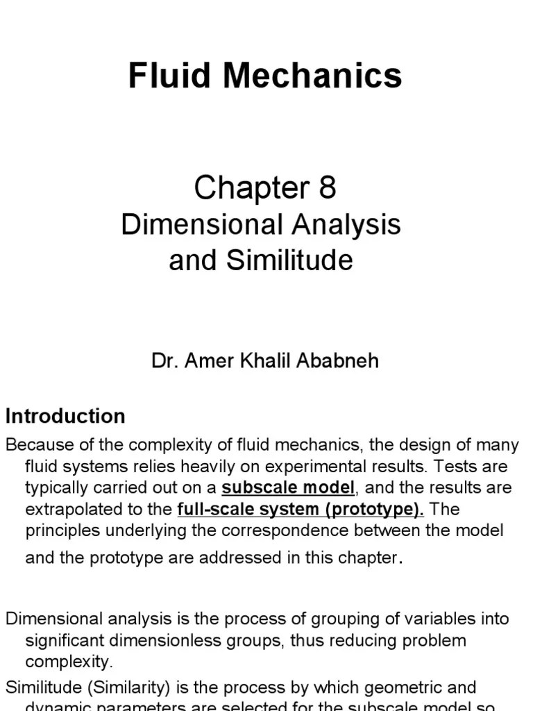 Fluid Mechanics: Dimensional Analysis And Similitude | Download Free PDF | Reynolds Number ...