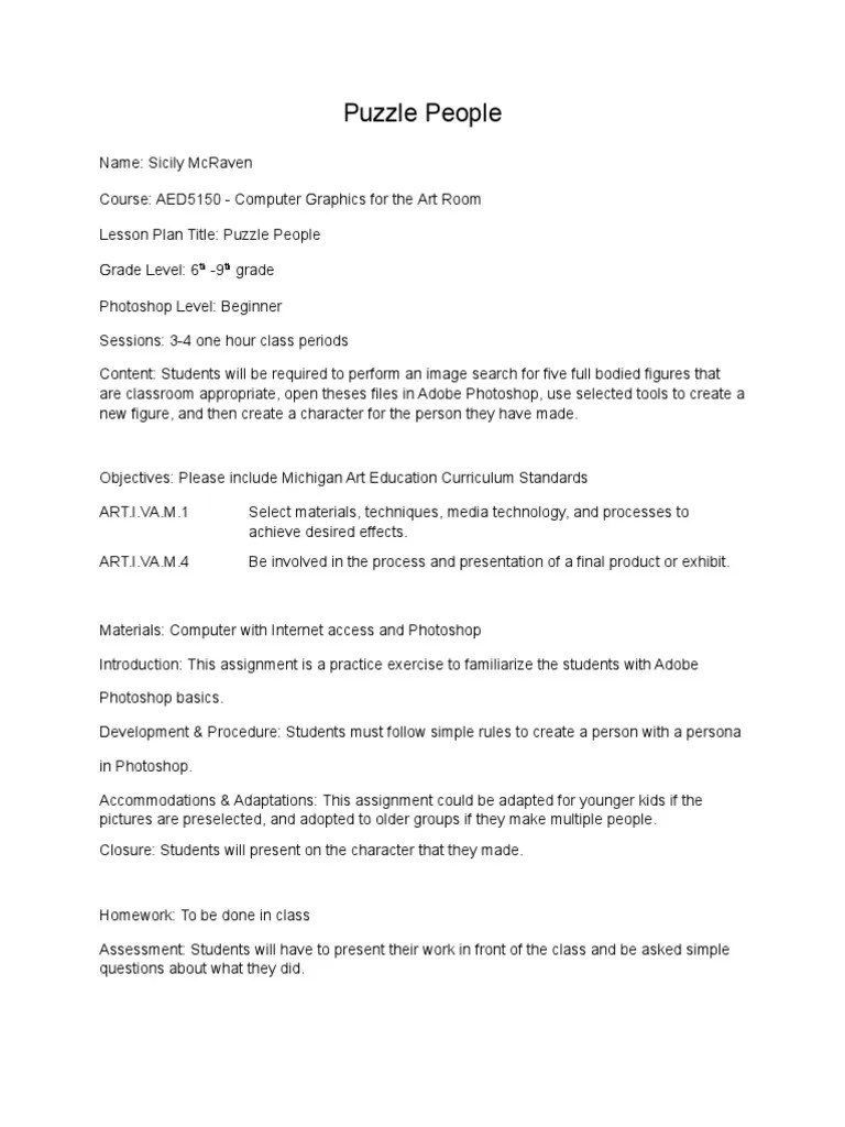 Sicily Lesson Plan | PDF | Homework | Adobe Photoshop