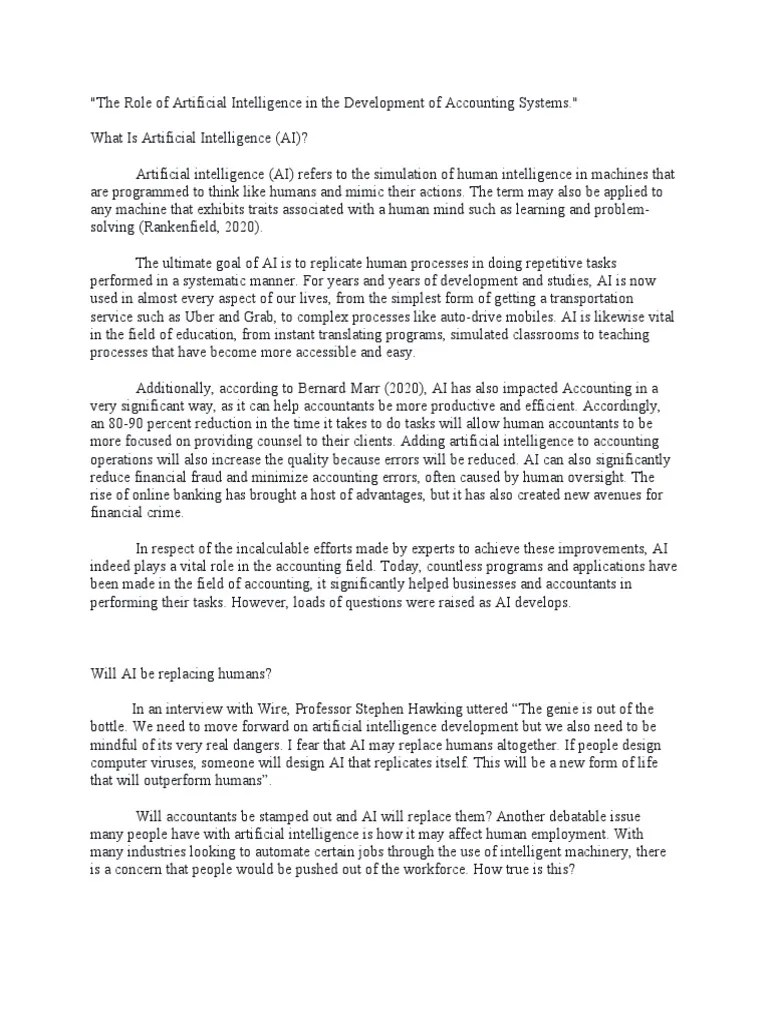 The Role Of Artificial Intelligence In The Development Of Accounting ...