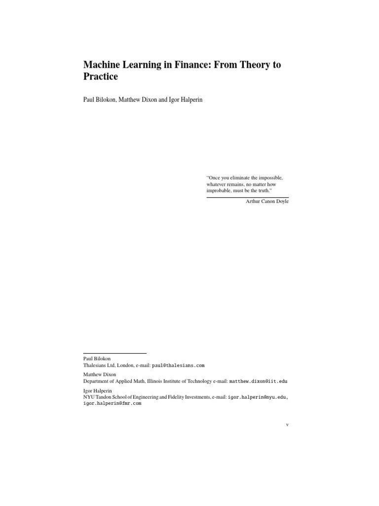 Machine Learning In Finance From Theory To PDF | Download Free PDF ...