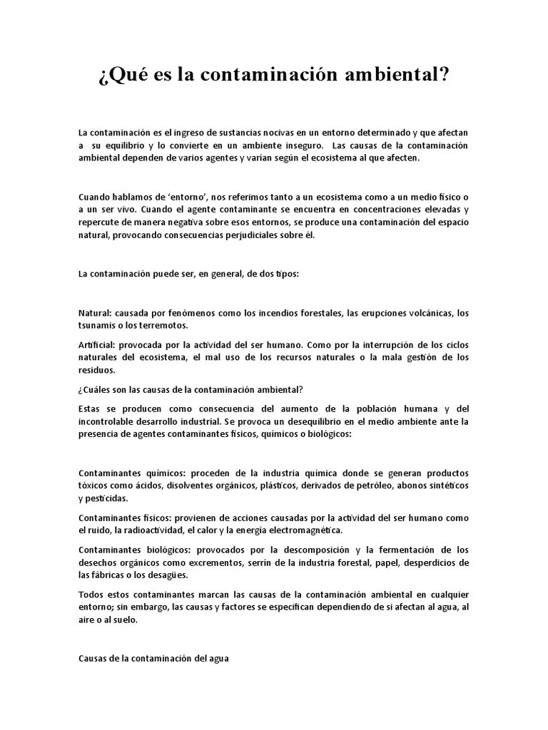 Contaminacion Ambiental | PDF | Contaminación | Gases De Efecto Invernadero