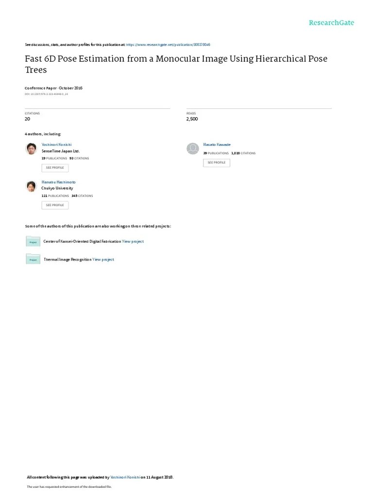 Fast 6D Pose Estimation From A Monocular Image Usi | PDF | Cartesian Coordinate System | Cluster ...