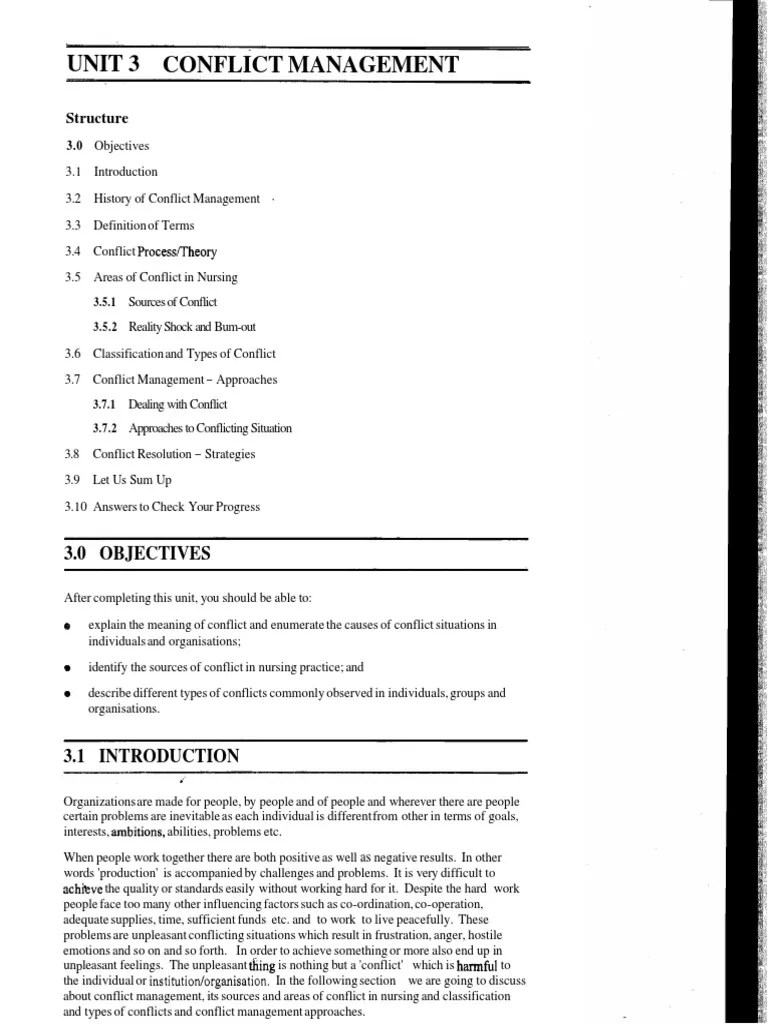 Unit3 CONFLICT MANAGEMENT PDF | PDF | Conflict Resolution | Nursing