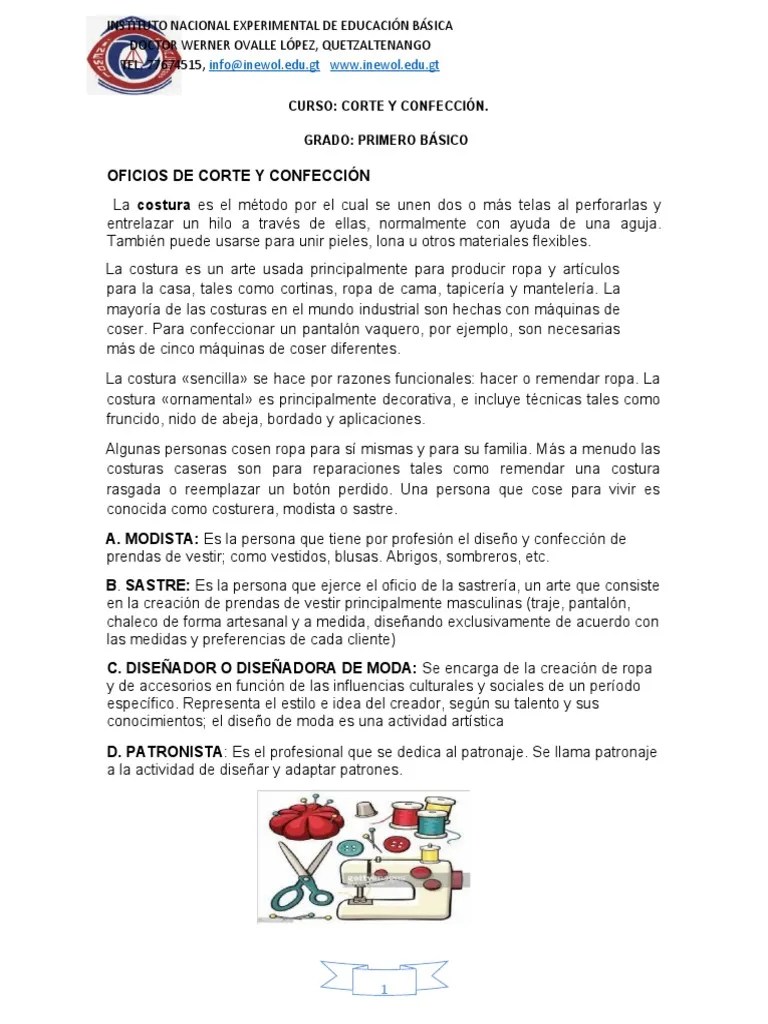 Corte Y Confeccion. 1o. | PDF