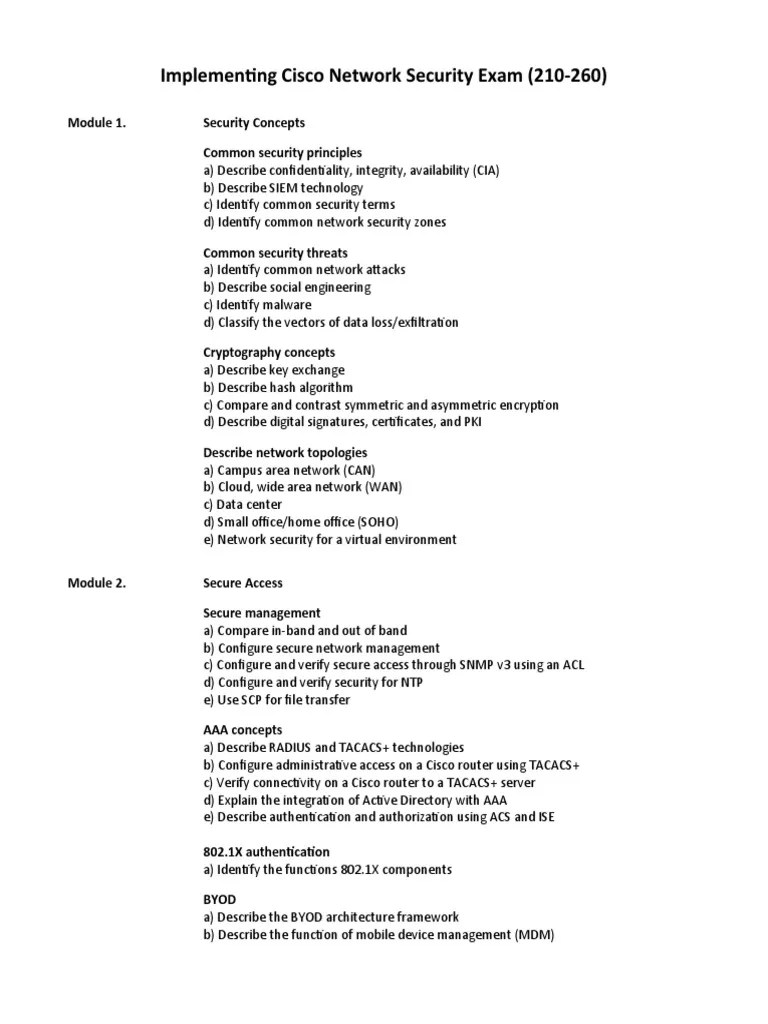 Implementing Cisco Network Security Exam (210-260) : Security Concepts ...