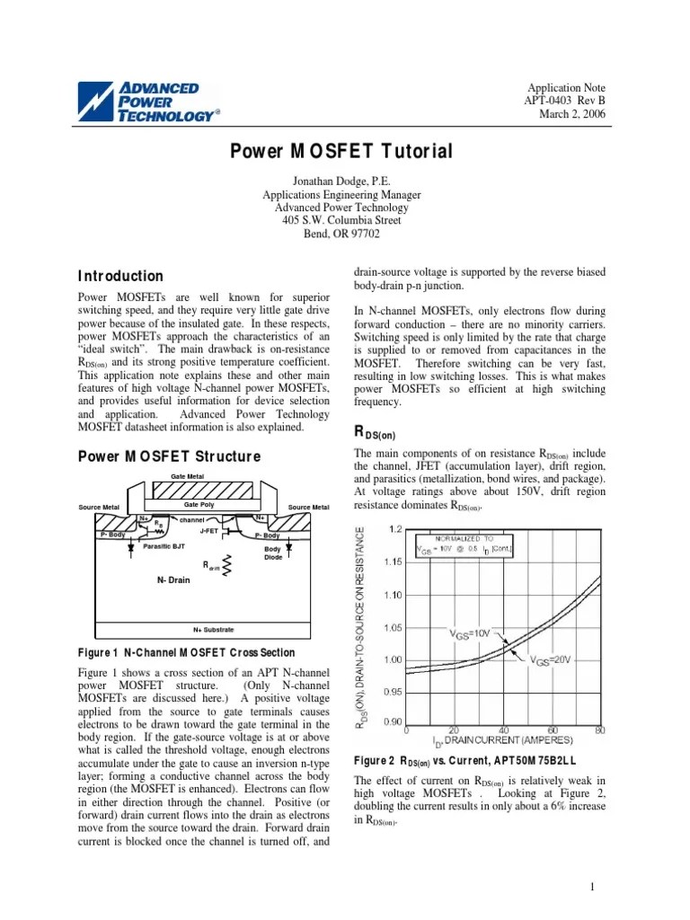 Power Mosfet Explanation | PDF | Field Effect Transistor | Mosfet