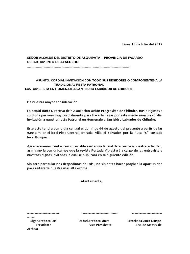 Se acercan las fiestas patronales, y en tenerife nos encanta celebrarlas como se merecen, con todo tipo de actividades divertidas para toda la familia. Carta De Invitacion Fiesta Patronal Pdf