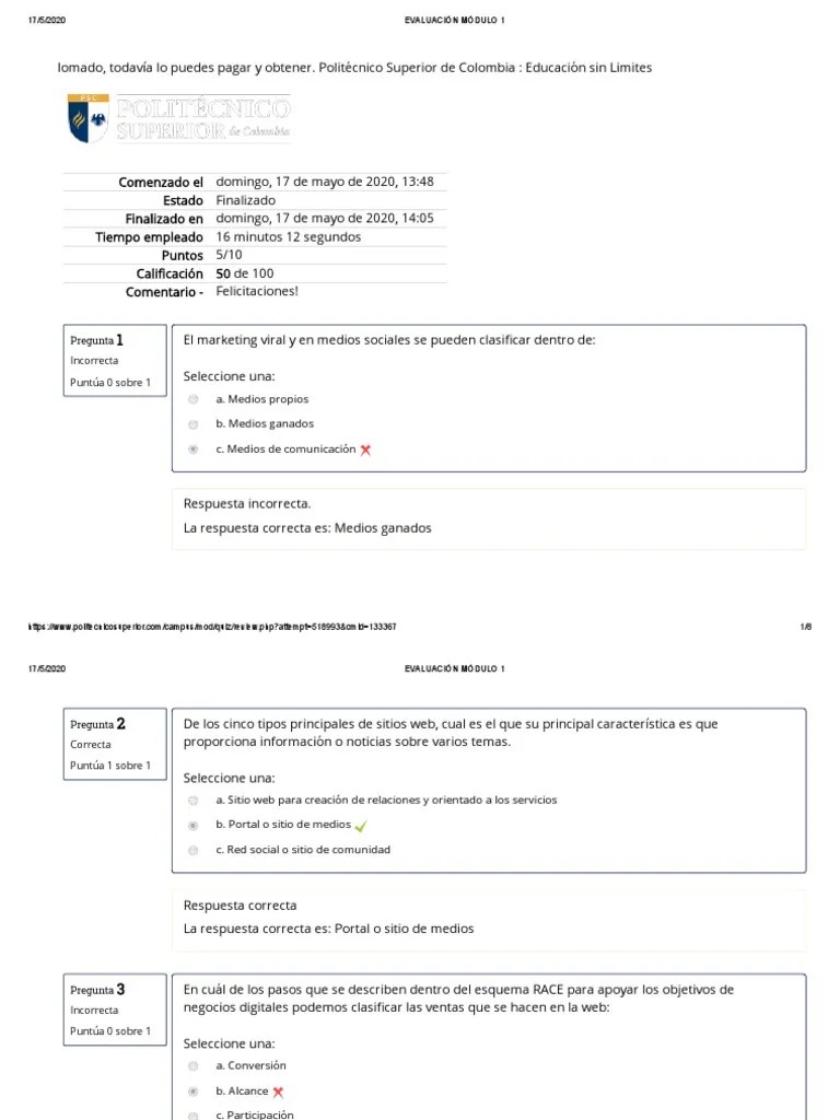 Evaluación Módulo 1 | PDF | Marketing | Internet