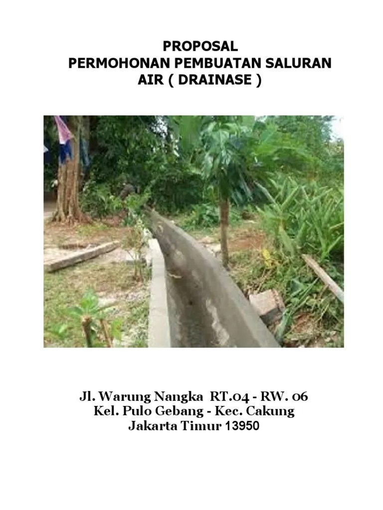 Proposal Permohonan Pembuatan Saluran Air (Drainase) | PDF