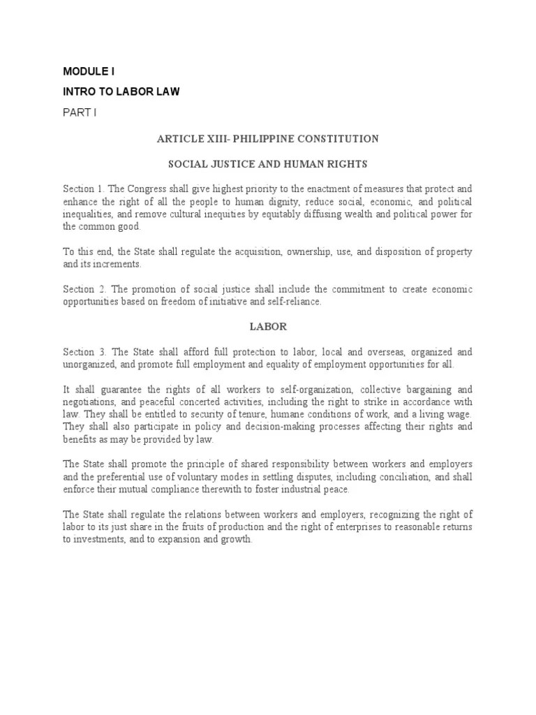 MODULE I Intro To Labor Law | PDF | Employment | Labour Law