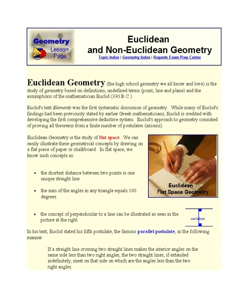 Euclidean And Non Euclidean Geometry | PDF | Hyperbolic Geometry | Geometry