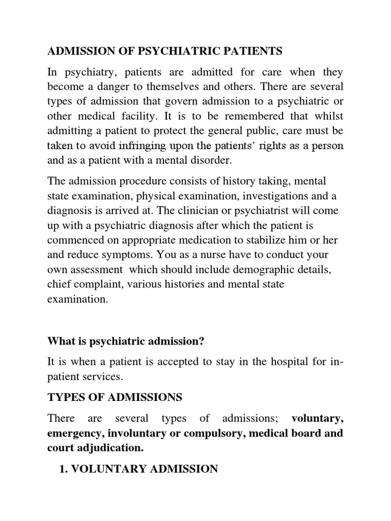 13 Admission Of Psychiatric Patients | PDF | Psychiatric Hospital ...
