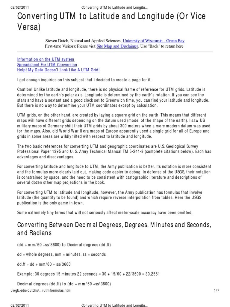 Accurately Converting Geographic Coordinates To The Universal Transverse Mercator (UTM ...