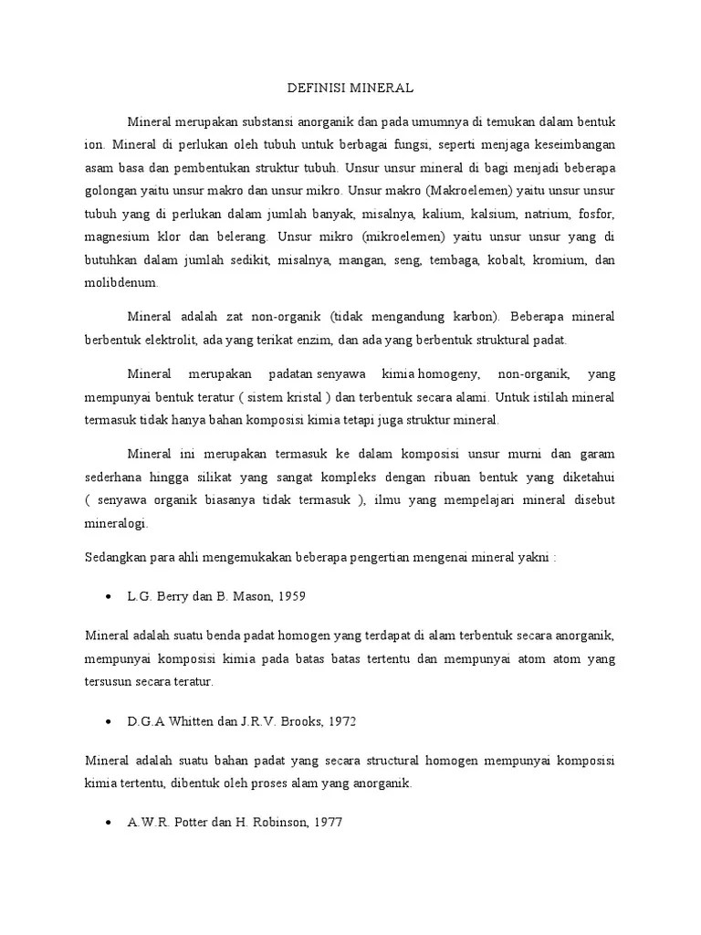 Definisi Mineral