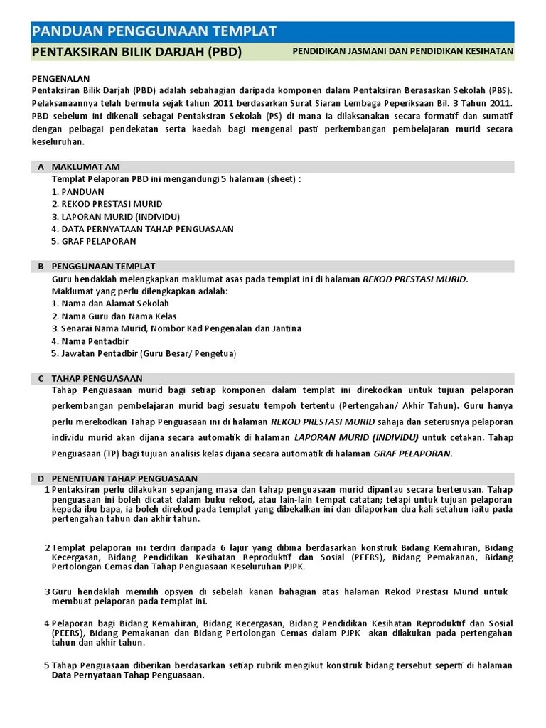 Pentaksiran ini adalah melibatkan murid tahun 1 sehinggalah tingkatan 5. Templat Pelaporan Pbd Pjpk Kssr Semakan 2017 Tahun 5 Pdf