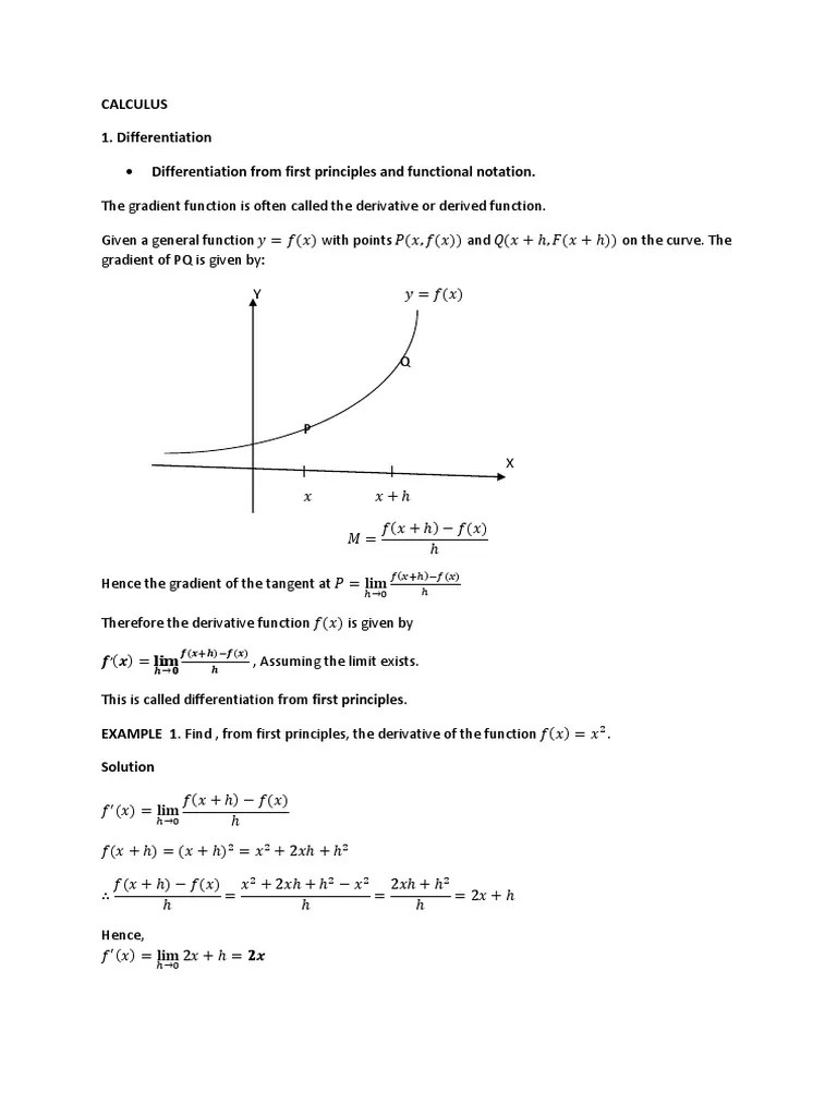 Calculus 1. Differentiation Differentiation From First Principles And ...