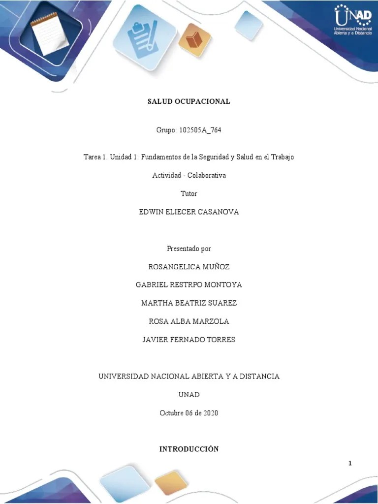 Tarea 1 - Unidad 1 Fundamentos De La Seguridad Y Salud En El Trabajo | PDF | Seguridad Y Salud ...