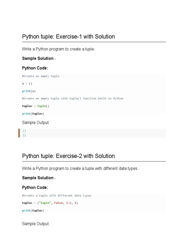 Python Tuple: Exercise-1 With Solution: Write A Python Program To ...