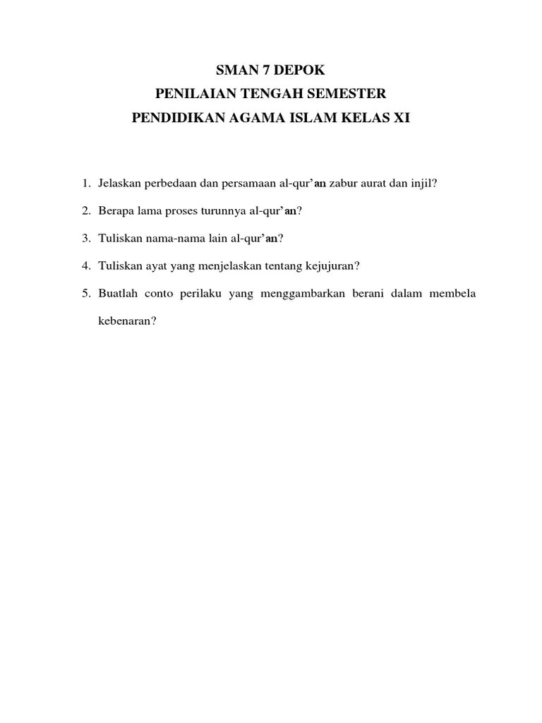 Yaumul hasrah (hari penyesalan) · 5. Soal Pendidikan Agama Islam Kelas Xi Sman 7 Depok Pdf