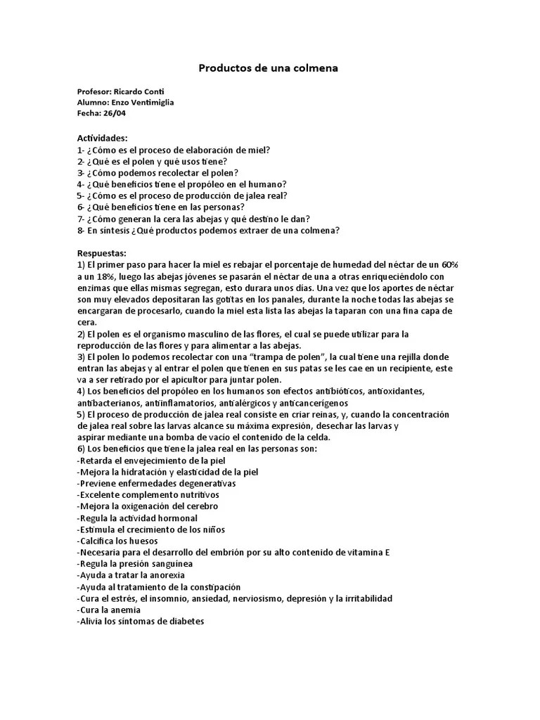 Productos De Una Colmena | PDF | Polen | Miel