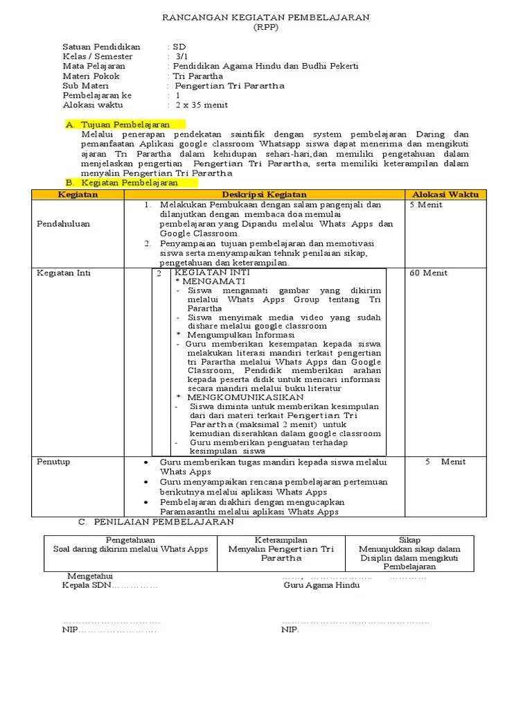 Sekolah dasar negeri kelas/semester : Rpp Daring Agama Kls 3 Pdf
