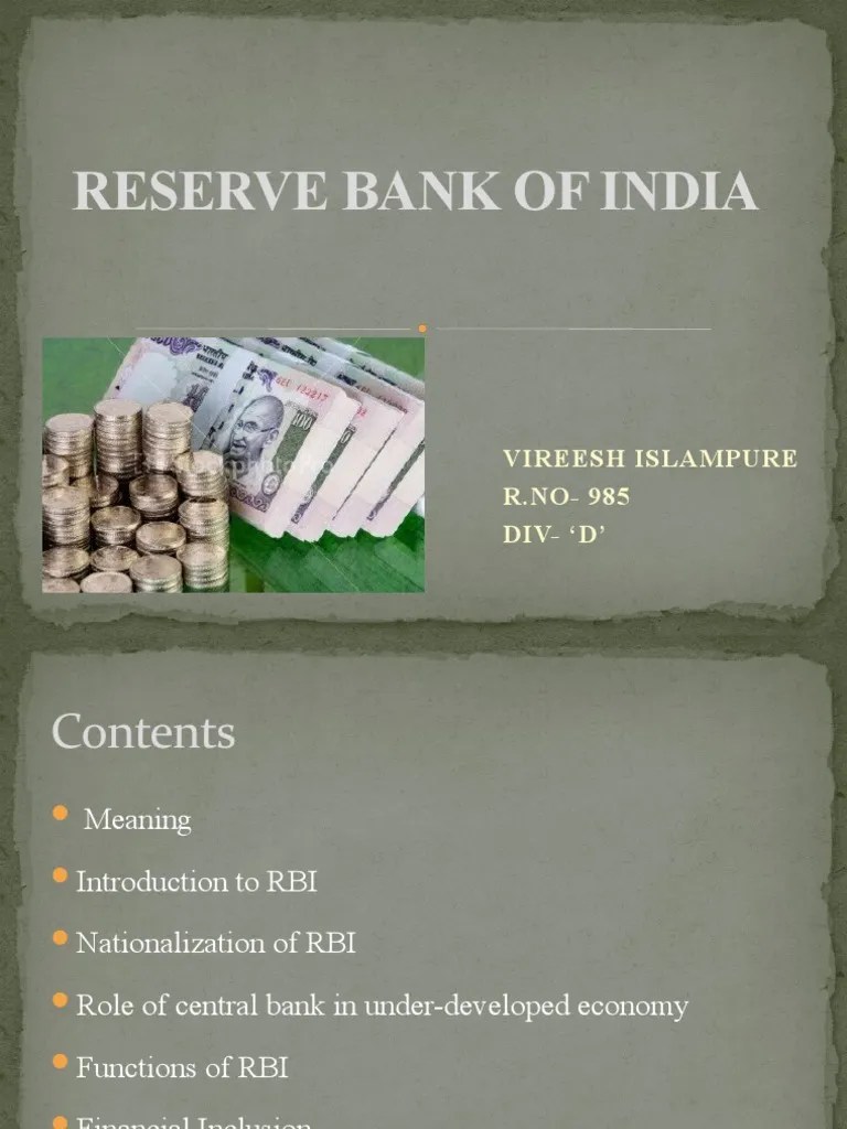The Role And Functions Of The Reserve Bank Of India In Promoting Financial Inclusion | PDF ...