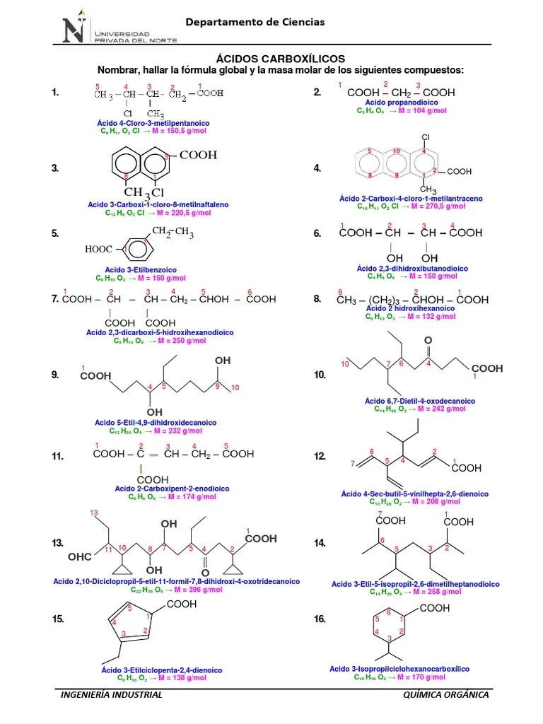 Solucionario - HT 9 - Ácidos Carboxílicos | PDF | Ácidos Orgánicos | Sustancias Químicas